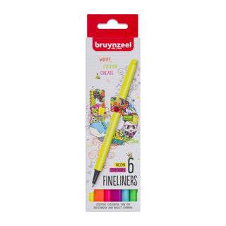 BRUYNZEEL | Fineliner stiften Neon - 6 Stuks