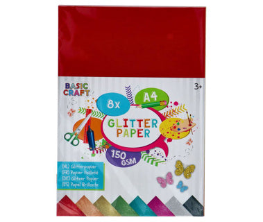 GLITTERPAPIER | A4 - 8 Stuks